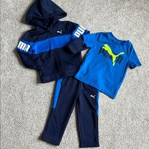 Puma Kids Blue and Navy Tracksuit Set